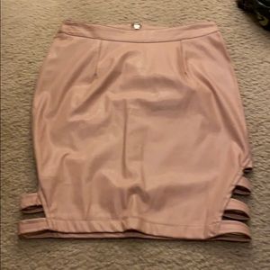 Leather pink skirt